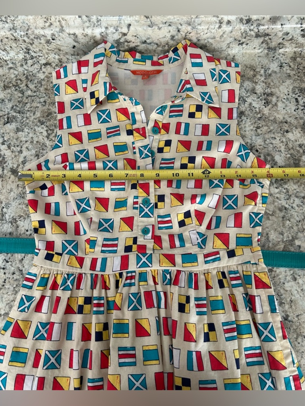 Modcloth Nautical Signal Flag Shirtwaist Dress Size S Coastal Sailing Yacht Club - Picture 10 of 11